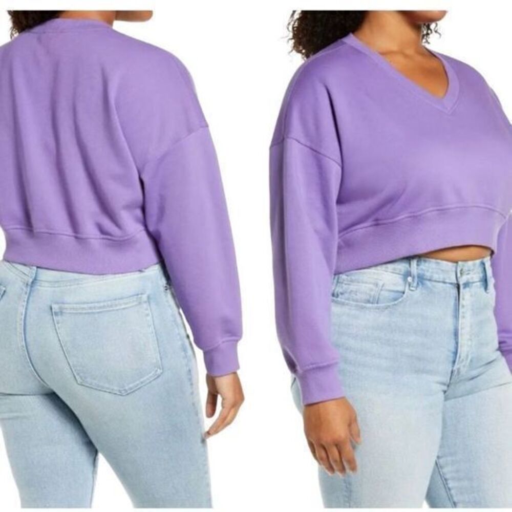 BP Crop V-Neck Sporty Purple Sweatshirt